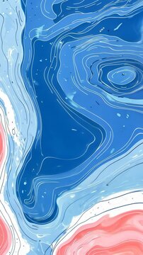 Colorful abstract design featuring swirling blue and pink patterns on a textured surface
