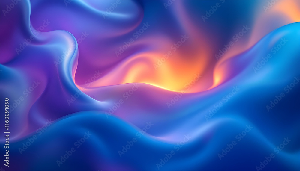 Fototapete Abstract gradient background. Ultraviolet glow on a dark abstract background. Empty wallpaper template. Abstract background with purple and blue color, shiny glossy design on curved surface