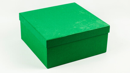 Green Cardboard Box on White Background
