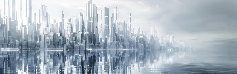 Fototapeta premium Harmonious Coexistence. Modern urban landscape and natural water resources concept
