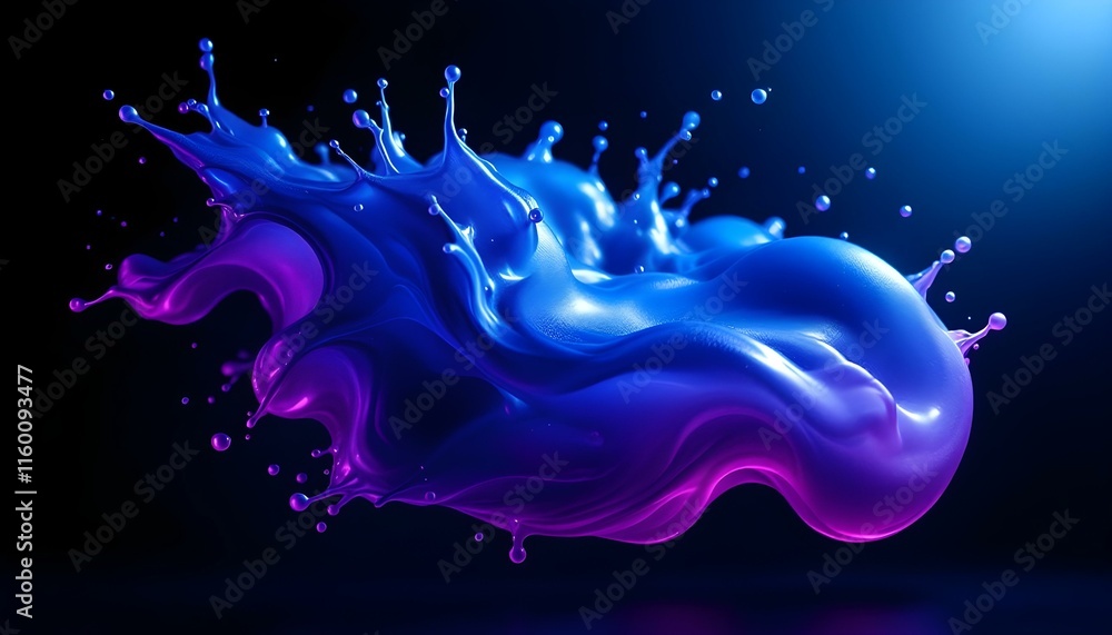 Leinwandbilder Abstract blue and purple gradient color floating liquid blob. 3d rendering image with smooth transitions and vibrant hues. Pearlescent design abstract background. 3d abstract liquid shape design