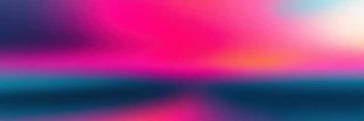 Abstract sunset, vibrant gradient, neon pink, electric blue, orange glow, horizon blur, minimalist landscape, digital art, smooth color transition, atmospheric, dreamy, surreal, wide panorama, etherea