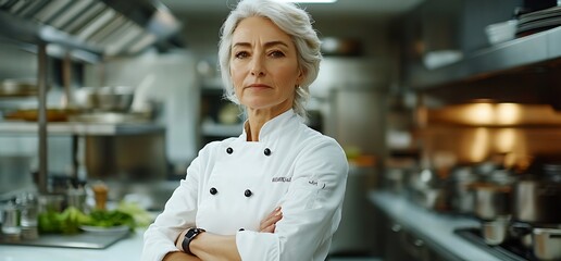 A confident chef in a professional kitchen, showcasing culinary expertise.
