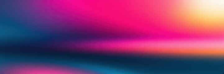 Fototapeta premium Abstract sunset, vibrant gradient, neon pink, electric blue, orange glow, horizon blur, minimalist landscape, digital art, smooth color transition, atmospheric, dreamy, surreal, wide panorama, etherea