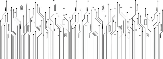 technology Circuit board background texture. Black lines and dots symbolizing connections. Vector illustration