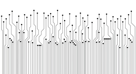 Abstract pattern black line circuit board on white background technology concept.  Circuit board wires and some copy space. Vector illustration