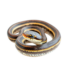 Obraz premium Angled view full body shot of extremely perfect looking single King Rat Snake animal isolated on a white transparent background