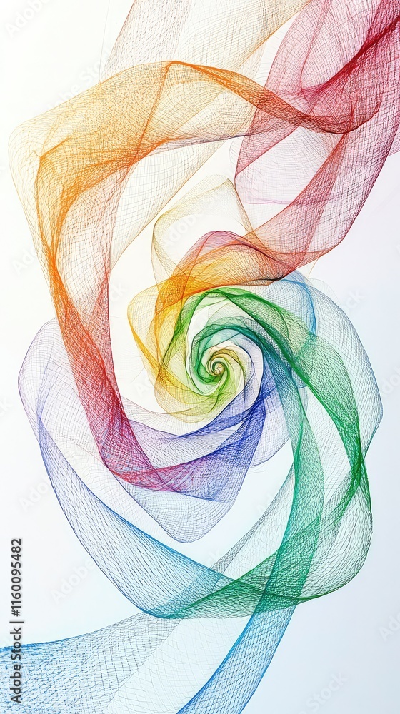 Poster colorful abstract swirl design with dynamic fluid lines and shapes