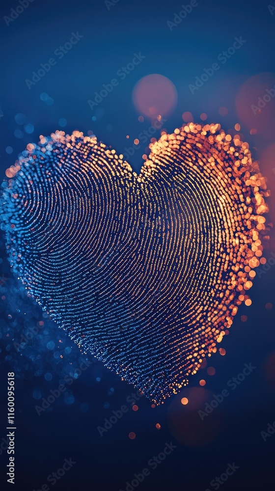 Poster Heart Shape Created with Colorful Fingerprints and Light Bokeh Effects