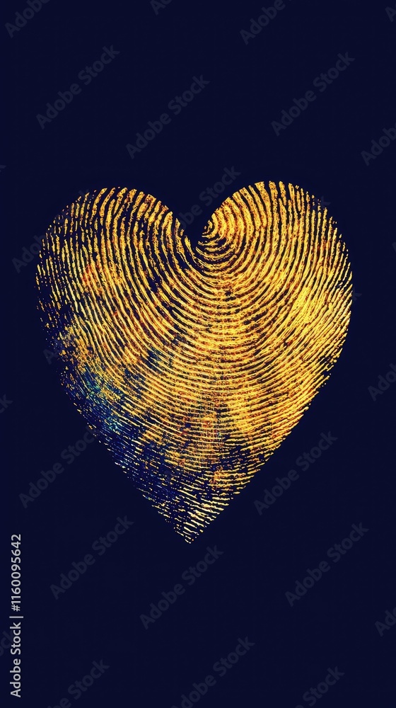 Poster heart shape created with intricate fingerprint design art