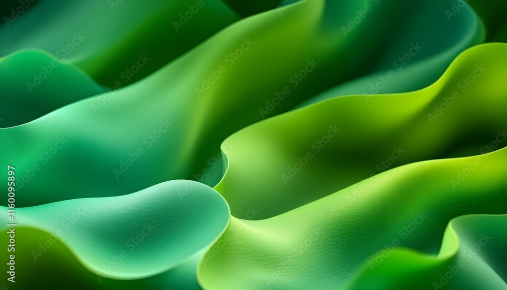 Poster Green light color with shades 8k high-resolution color gradient background. Abstract green light color gradient background. A soft green light shines on a dark textured background