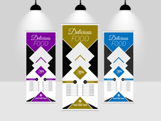 Food Roll Up Banner Design For Restaurant Items.