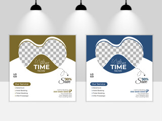 Winter Social media Post Design, For Travel Agency, Service Design.