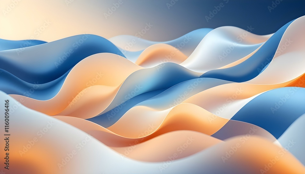 Poster light blue abstract background. abstract background featuring 3d shiny plastic waves in vibrant purp