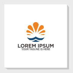 marine logo design concept, nature element logo design vector, beach logo inspiration