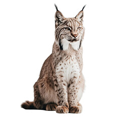 Obraz premium Angled view full body shot of an extremely perfect looking single Lynx animal isolated on a white transparent background