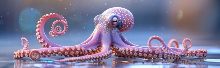 Obraz premium Mystical Encounter with the Giant Pacific Octopus. Underwater wonderland