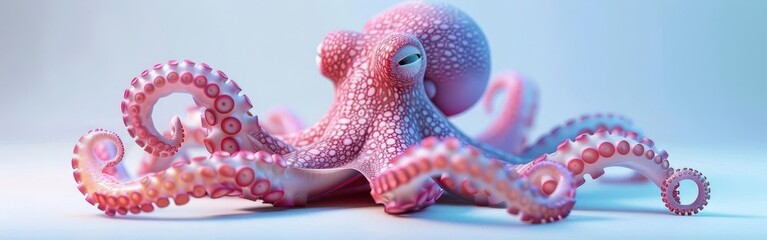 Obraz premium Colorful Octopus Encounter. Underwater Marine Life Exploration concept