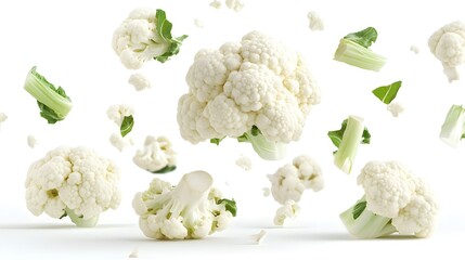Falling Cauliflower isolated on a white background