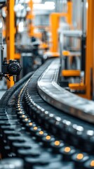 Fototapeta premium Industrial Conveyor Belt in Automated Production Facility Setting