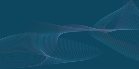 Abstract glowing wave lines on dark blue background. Dynamic wave pattern. Modern flowing wavy lines. Futuristic technology concept. 