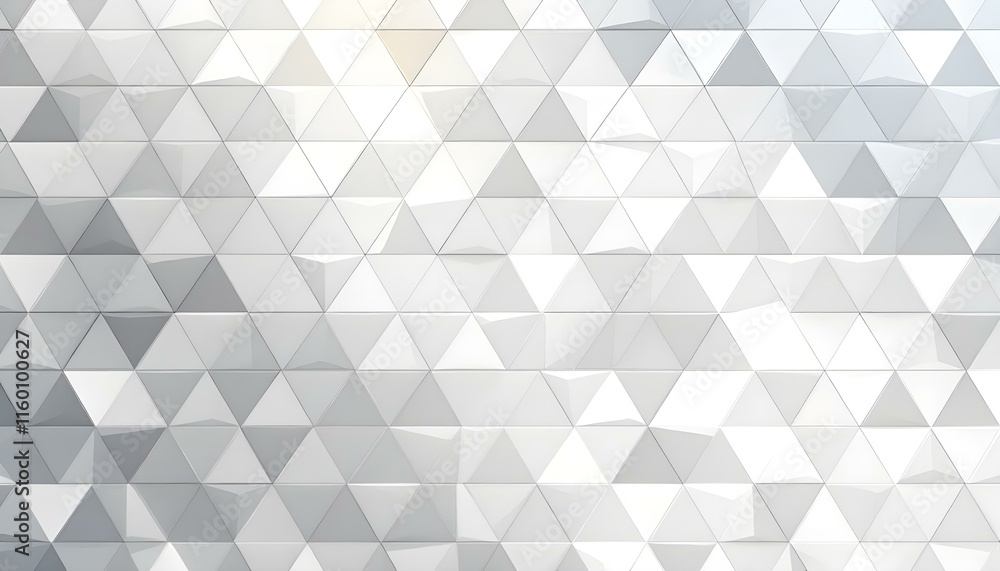 Poster White silver geometric universal background for business presentation. Abstract elegant seamless pattern. Minimalist empty triangular background. Modern digital Happy New Year background cover banner