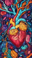 Fototapeta premium Detailed Artistic Representation of a Human Heart Anatomy