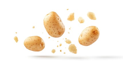 Obraz premium Falling Chinese potato isolated on a white background