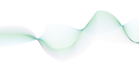 Abstract vector background with colorful green wavy lines.