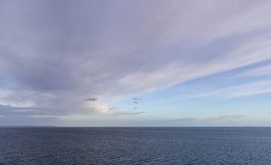 Wide View of Ocean and Clouds Along British Columbia Coastline