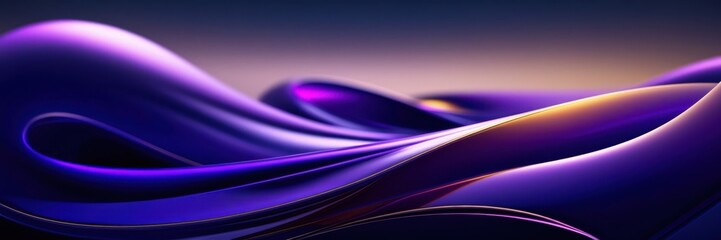 Abstract waves, neon colors, vibrant purple and blue, fluid motion, dynamic curves, glowing edges, cosmic energy, futuristic design, smooth gradients, digital art, panoramic view, ethereal atmosphere,