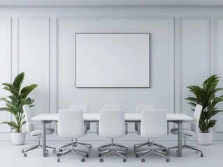 Compact bank meeting room with foldable furniture, digital screens, and efficient use of space, compact conference room, spacesaving, functional design