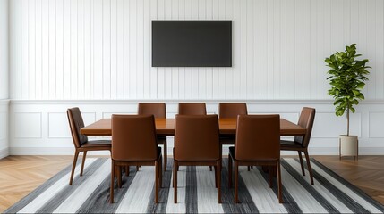 Luxurious bank boardroom with plush carpeting, large windows, and soft lighting for a refined meeting environment, luxurious conference room, elegant, comfortable