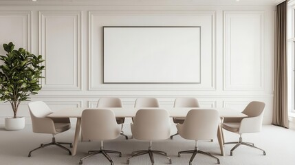 Luxurious bank boardroom with plush carpeting, large windows, and soft lighting for a refined meeting environment, luxurious conference room, elegant, comfortable
