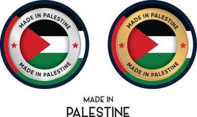 Made in Palestine. Premium labels, stickers, pointer, badge and symbol of Palestine flag icon. Collection vector illustration
