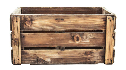 Old weathered wooden crate box isolated transparent background