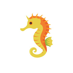 Fototapeta premium Seahorse fish isolated flat vector illustration on white background.