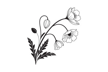 Tiny Flower silhouette vector illustration, Tiny Flower silhouette 