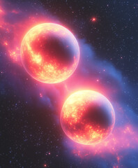 Fototapeta premium space background :Sun and planet in the vast universe