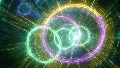 Obraz premium Abstract Colorful Rings and Energy Flow Artwork