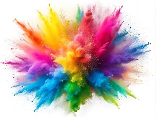 Bright Rainbow Paint Color Powder Festival Explosion Burst Isolated On White Background