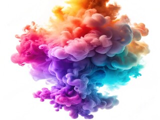 Fototapeta premium Colorful Smoke Cloud Isolated On The White Background