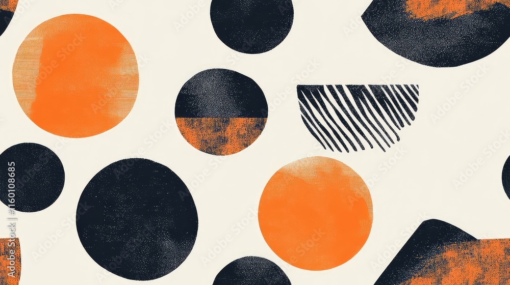 Poster abstract pattern with colorful circles and shapes on light background