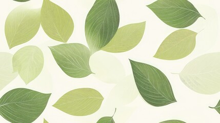 Obraz premium Elegant Green Leaf Pattern on Soft Neutral Background Design