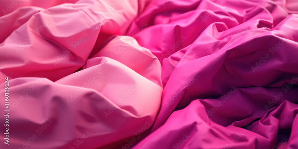 Poster a vibrant display of pink and fuchsia fabric, showcasing soft, wrinkled textures that create a visua