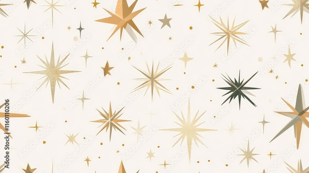 Poster retro star pattern with various shapes and subtle color palette
