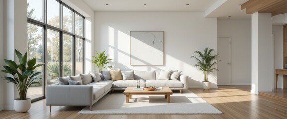 Elegant living room with comfortable furniture and modern decor, great for luxury interior design or lifestyle projects.