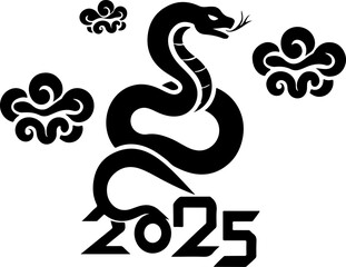 2025 Snake CNY symbol with clouds, representing prosperity and luck