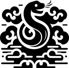 Obraz premium Snake symbol representing 2025 Chinese New Year, surrounded by clouds