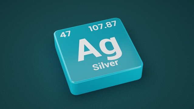 Silver element on the Periodic table. 47th Element of the Periodic table elements